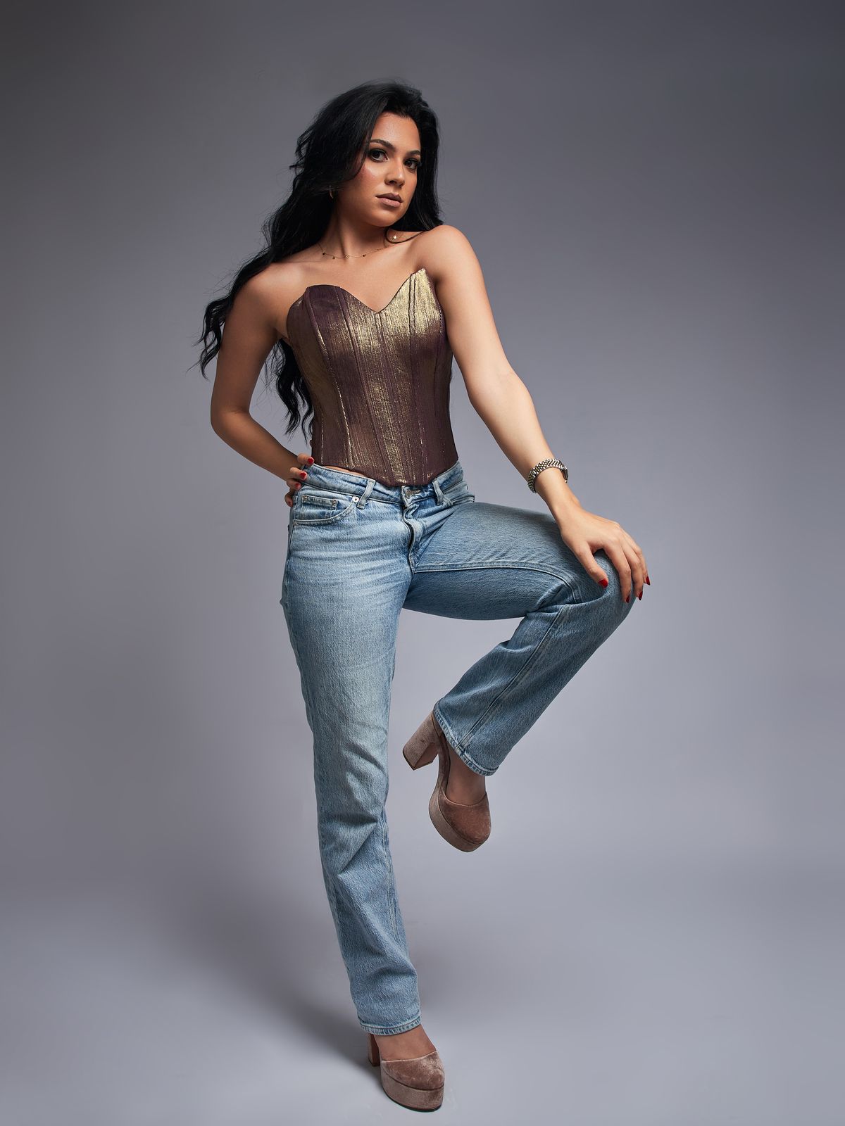 Purple- gold mettalic corset